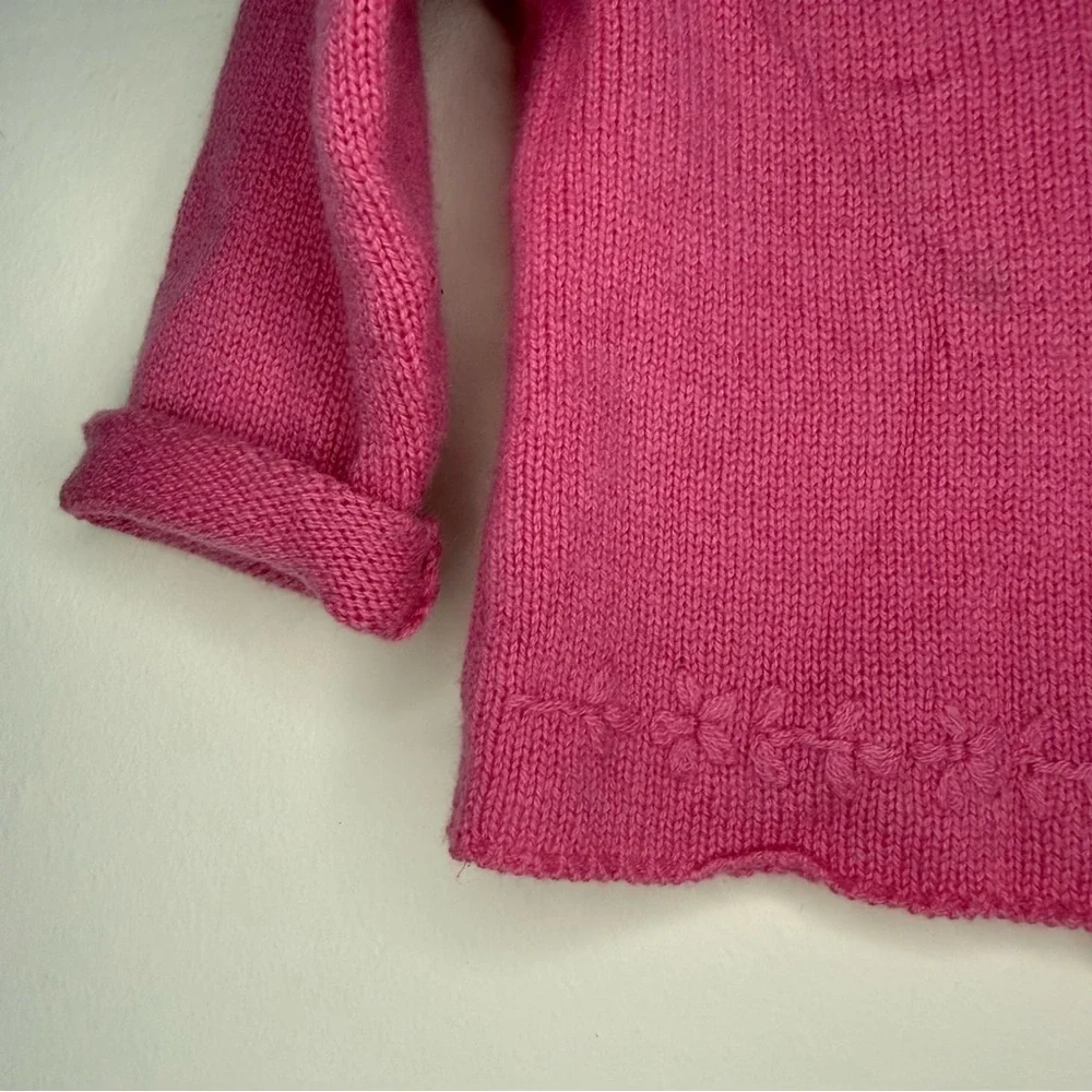 FLEURISSE 100% Italian Cashmere Pink Floral Embroidered Cardigan